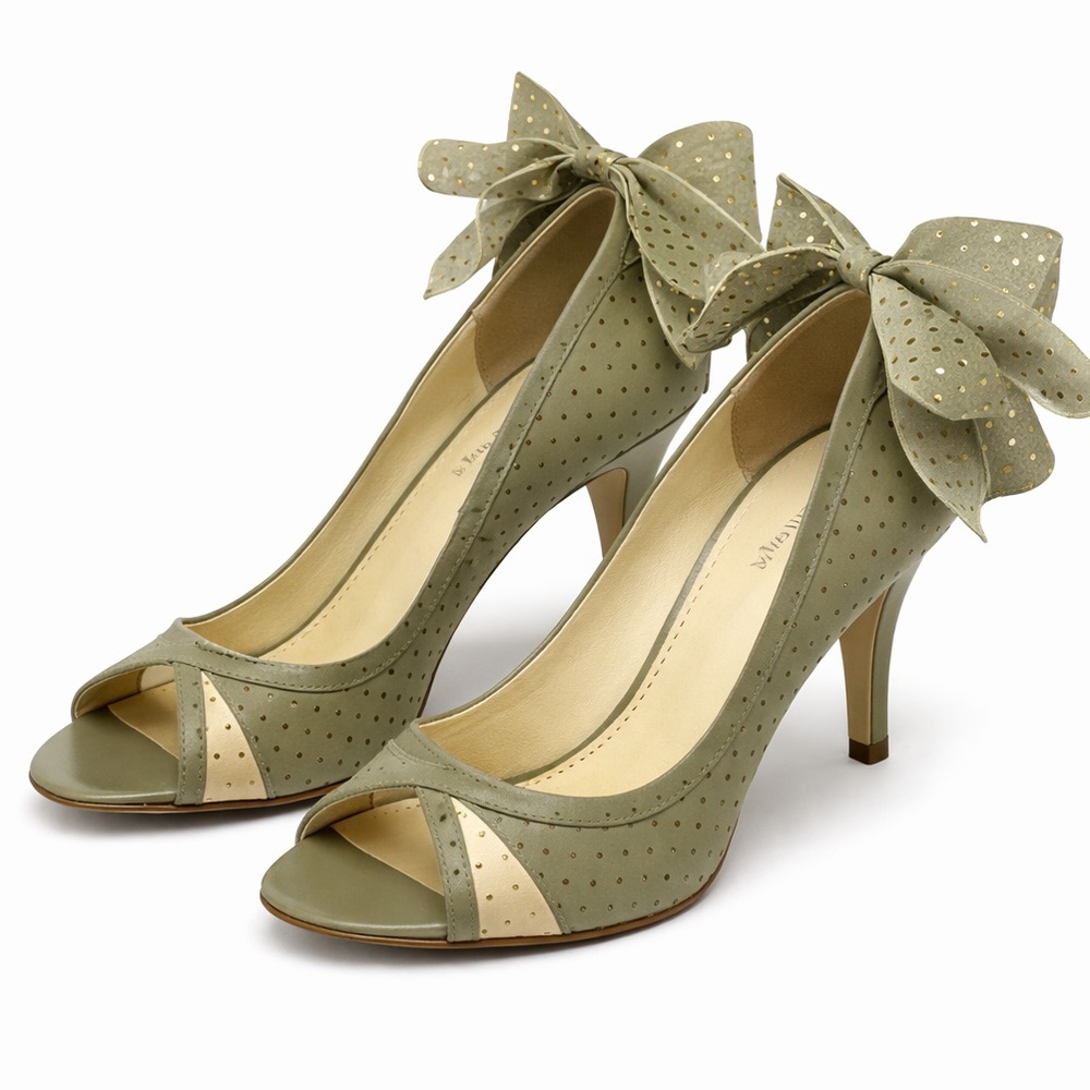 Stella McCartney Green Peep-Toe Heels